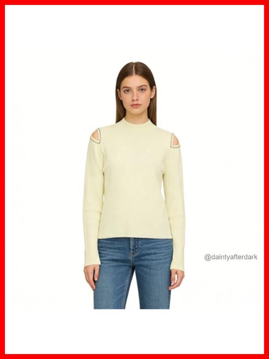 Other - LEO'S VASE Off The Shoulder Sweater Crystal Accent Ribbed Knit Pullover